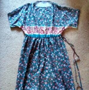 Vintage Grissom Lane Women's Green Floral Short Sleeve Dress No Size Tag